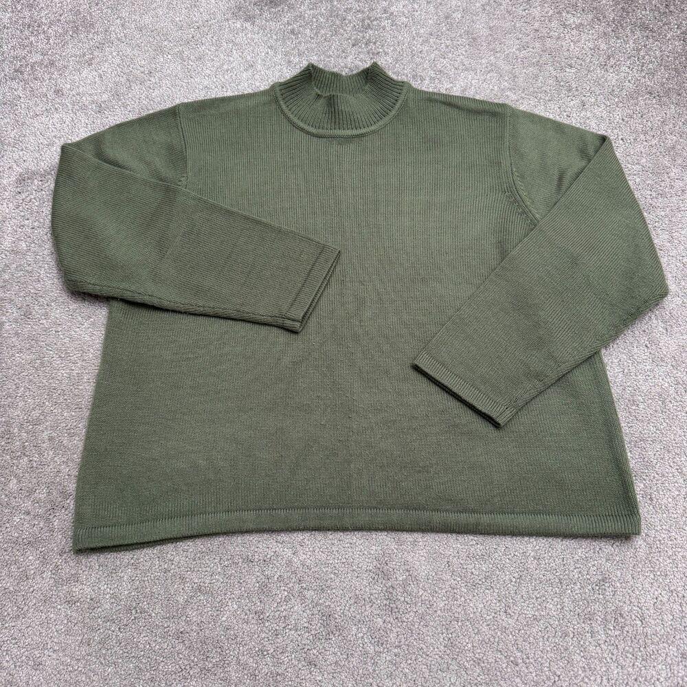 BFA Classics Mock Neck Knit Sweater Women XL Olive Green Long Sleeve Casual Fit